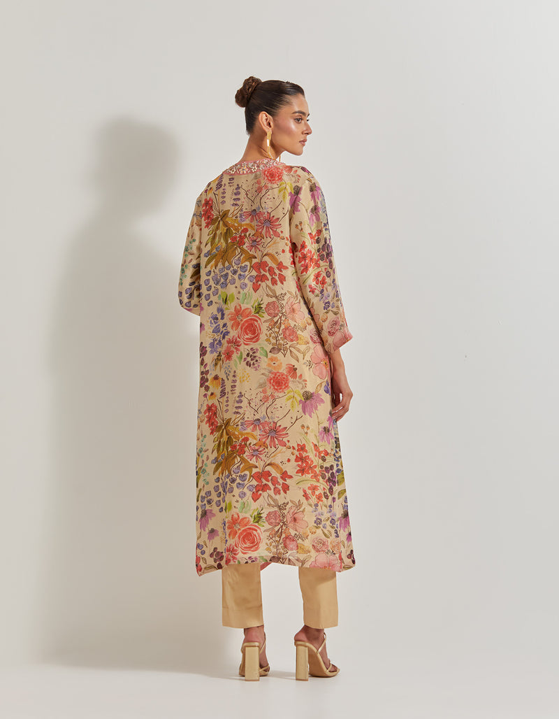 Blooming Burst Tissue Chanderi Kurta Set