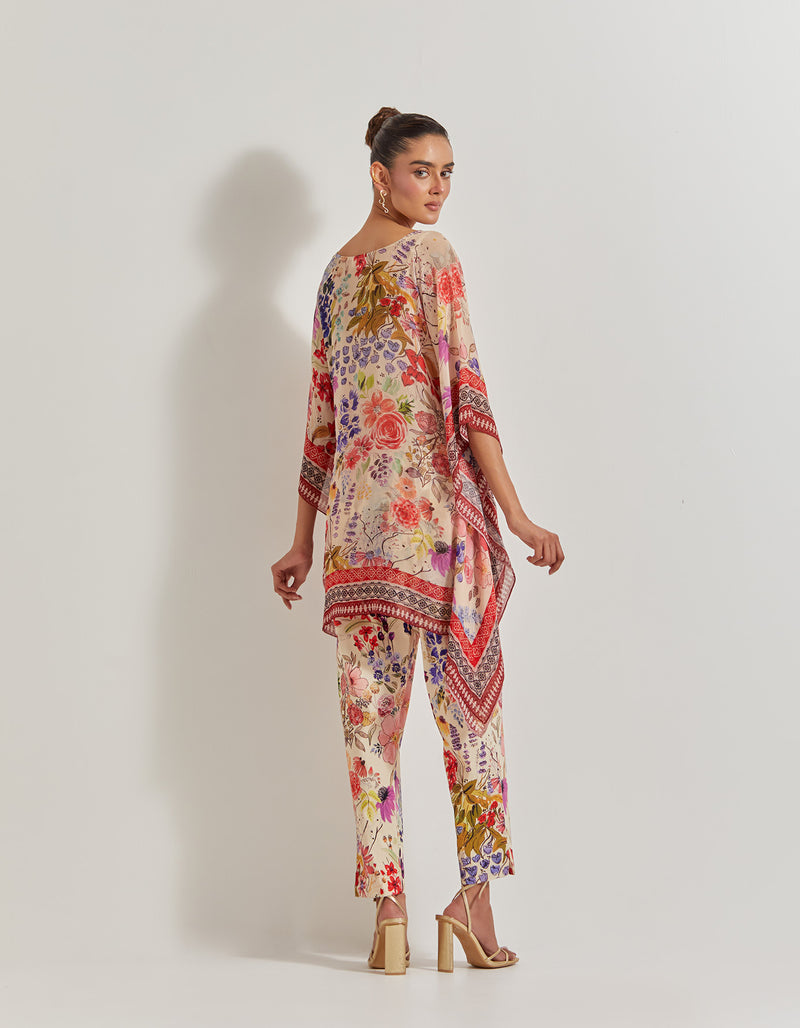 Blooming Burst Asysmmetrical Top with Pants