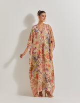 Beige Blooming Burst Kaftan