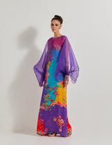 Creeper A Line Dress Paired With Organza Silk Hand Embellished Cape