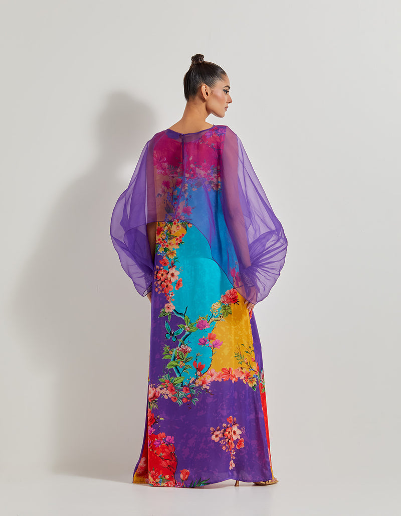 Creeper A Line Dress Paired With Organza Silk Hand Embellished Cape