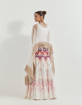 White/ Pink Cape With Skirt