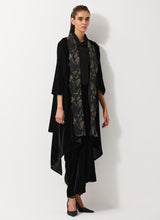 Black Velvet Cape Embellsihed Jacket