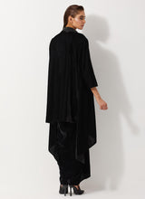 Black Velvet Cape Embellsihed Jacket