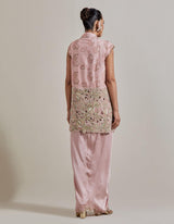 Pink Water Glimmer Jacket Paired With Drape Skirt And Inner