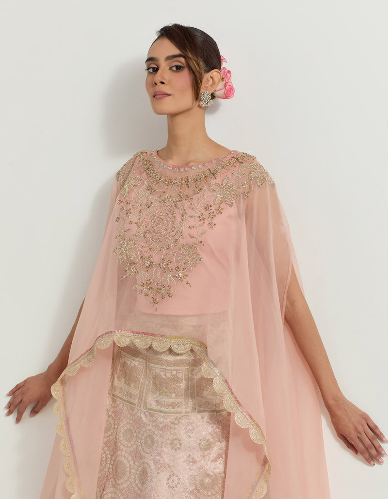 Pink Raeth Cape With Skirt