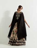Multi Colour Crinkle Georgette Cape With A Georgette Skirt