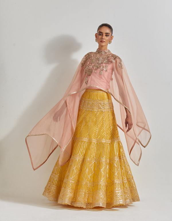 Pink with Yellow Desert Rose Pink And Yellow Cape Set