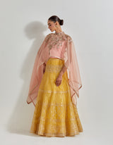 Pink with Yellow Desert Rose Pink And Yellow Cape Set