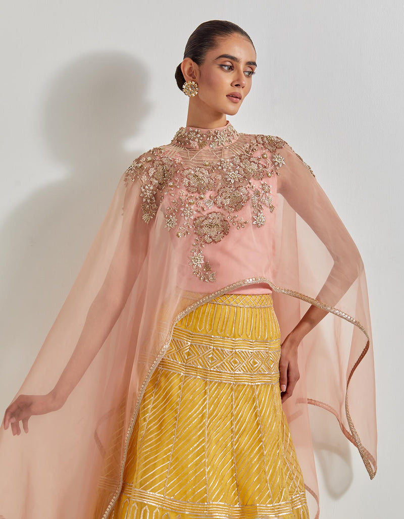 Pink with Yellow Desert Rose Pink And Yellow Cape Set