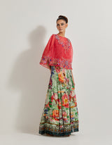 Foresta Chiffon Tb Skirt Paired With Hand Embellished K Cape