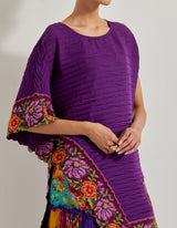 Creeper Tiered Georgette Sharara Paired With Crinkle Crepe A Symmetric Cape With Cross Stitch Border