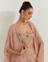 Desert Rose Ombrey Skirt And Bhstier With Chiffon Cape