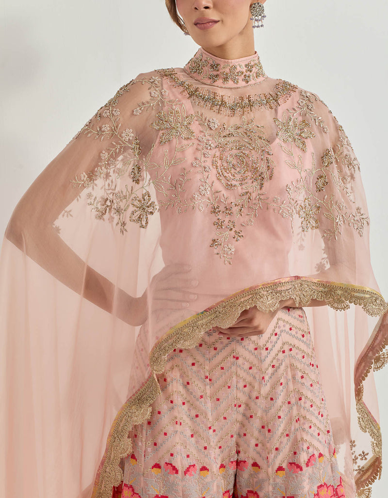 Pink Raeth Cape With Sharara