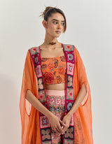 Orange Cape With Top And Sharara