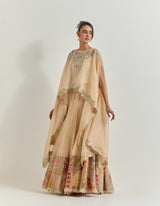 Golden Beige Cape With Skirt