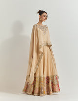 Golden Beige Cape With Skirt