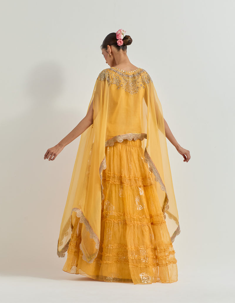 Yellow Raeth Cape With Skirt