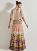 Ivory Organza Hand Embellished Circular Cape Paired With Resham Stitch And Gota Work Embroidered Work