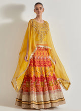 Yellow Sajawat Dupatta Cape Skirt Set