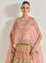 Pink Sajawat Dupatta Cape Skirt Set