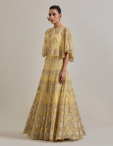 Lemon Water Glimmer Cape And Skirt Set With Textured Inner