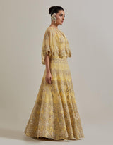 Lemon Water Glimmer Cape And Skirt Set With Textured Inner