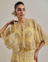 Lemon Water Glimmer Cape And Skirt Set With Textured Inner