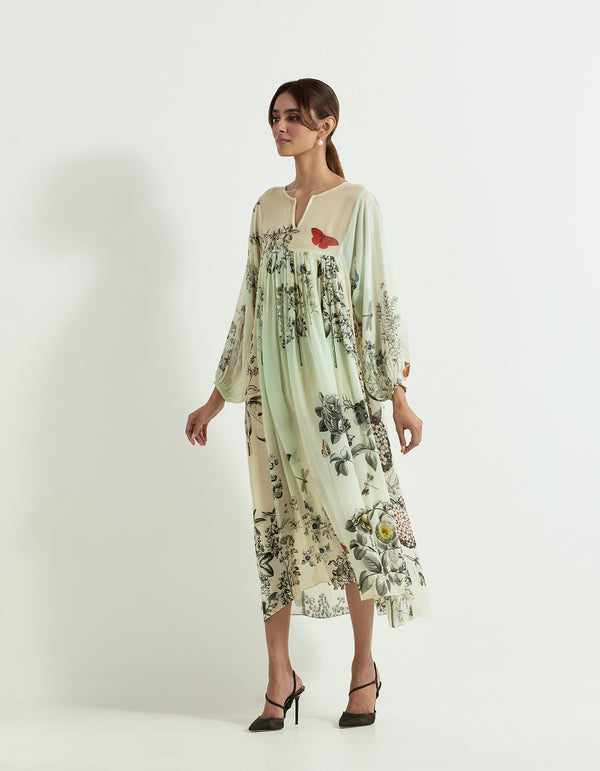 Crepe Dress In Green Colour