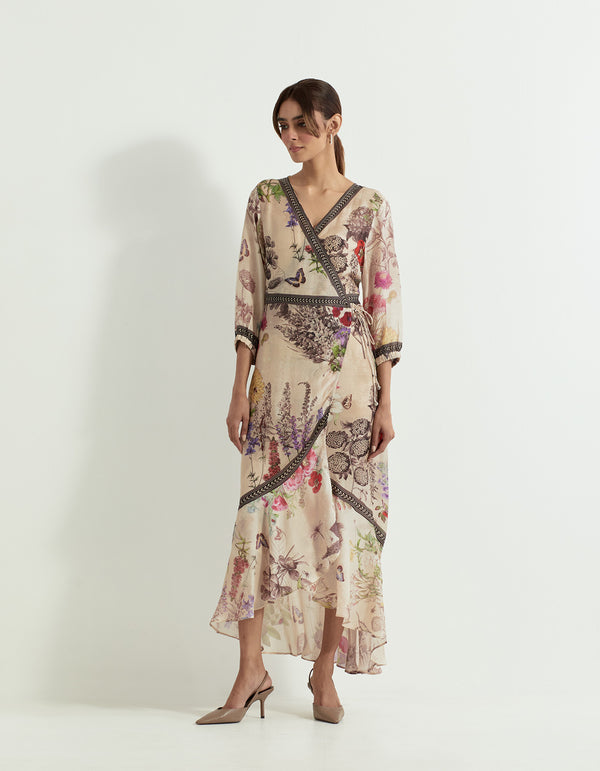 Multi Coloured Dress In Modal Silk