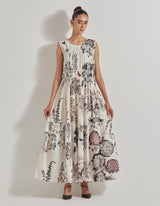 Multicolor Botanical Printed Long Dress