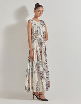 Multicolor Botanical Printed Long Dress