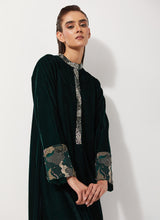 Bottle Green Velvet Cowl Dress Embellished With Sequin Embroidery