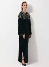 Bottle Green Embellished Floor Length Dress