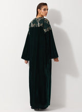 Bottle Green Embellished Floor Length Dress