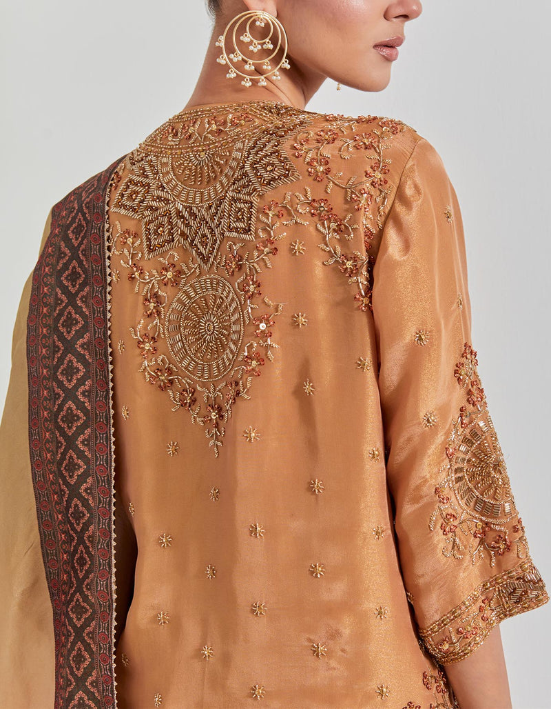 Spicy Glam Wrap Kurti Paired With Viscose Tissue Sharara And Dupatta