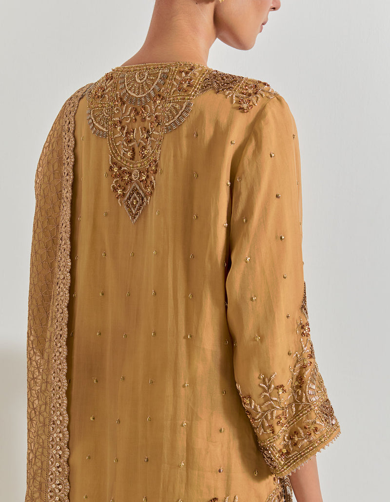 Spicy Glam Pleated Sharara Paired With Hand Embellished Kurti And Dupatta