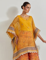 Multicolour Florika Organza Printed Sharara Paired With Organza Kaftan Tunic