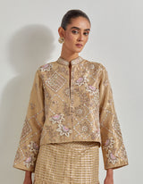 Gold Desert Rose Gold Skirt Paired With Tissue Hand Embellished Jacket