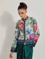 Foresta Jacket Paired With Satin Silk Cowl Skirt