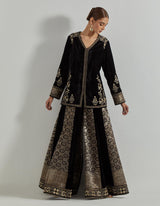 Rangrez Black Jacket Paired With Brocade And Velvet Sharara
