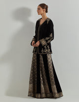 Rangrez Black Jacket Paired With Brocade And Velvet Sharara