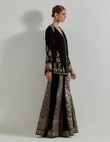 Rangrez Black Jacket Paired With Brocade And Velvet Sharara
