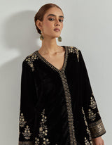Rangrez Black Jacket Paired With Brocade And Velvet Sharara