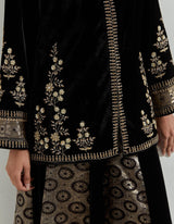 Rangrez Black Jacket Paired With Brocade And Velvet Sharara