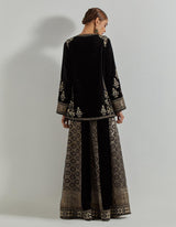 Rangrez Black Jacket Paired With Brocade And Velvet Sharara