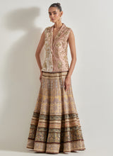Old Rose and Ivory Sajawat Hand Embellished Two Colour Jacket Paired With Brocade, Resham And Floral Embroidery