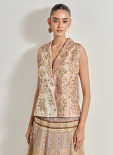 Old Rose and Ivory Sajawat Hand Embellished Two Colour Jacket Paired With Brocade, Resham And Floral Embroidery