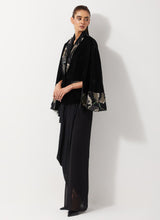 Black Velvet Embellished Jacket With Flared Sleeves