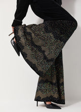 Black Peplum Velvet Jacket Paired With Flared Embroidery Trouser